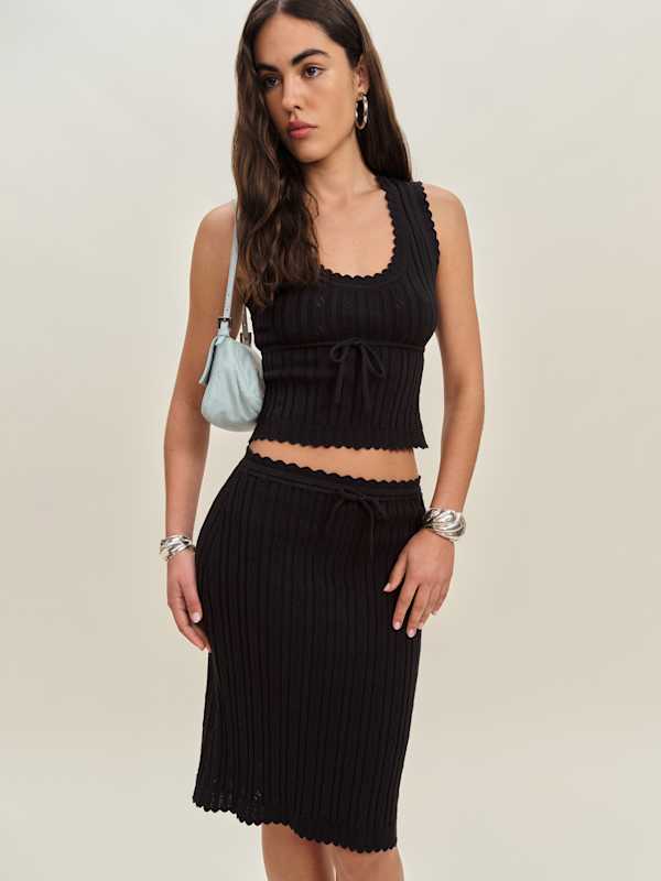 Erin Cotton Sweater Set - Black